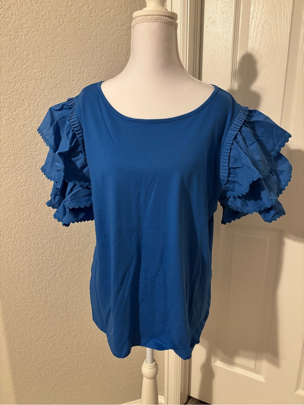Marc New York Royal Blue Ruffle-Sleeve Tee